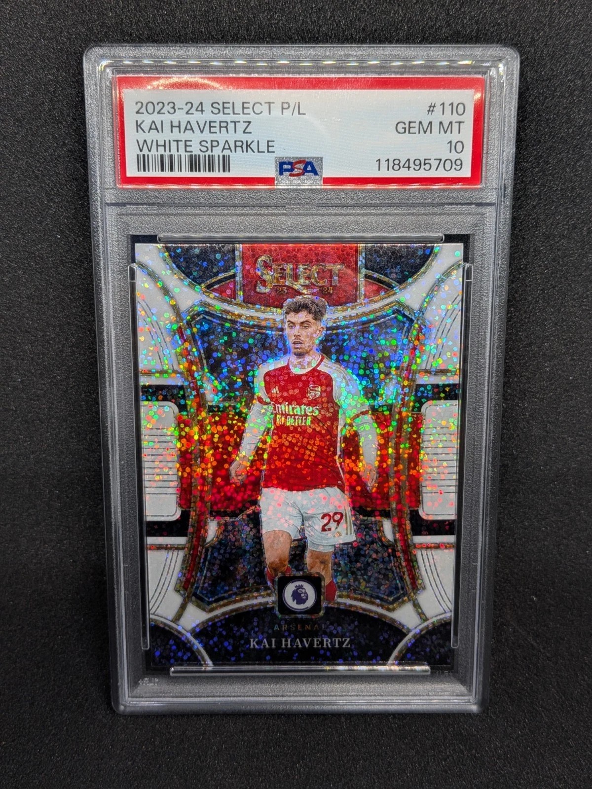 Kai Havertz 2023-24 Panini Select Premier League White Sparkle Prizm PSA 10 Front